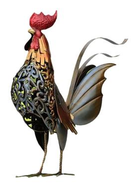 横成雄鸡金鸡手工摆件灰色公鸡彩色大公鸡工艺品创意家居摆件H