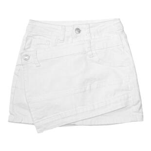 图图小有名气的假两件不规则半身白色超短牛仔裙纽扣百搭短裙