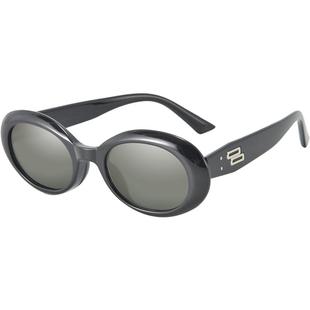 2024新款椭圆凯旋门墨镜女白色复古个性猫眼太阳镜高级感潮82056