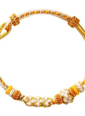 桃花手工编织手绳可穿黄金