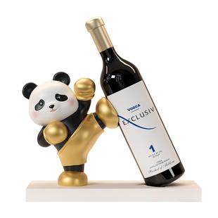 高级感熊猫红酒架摆件酒柜高档装饰客厅玄关轻奢工艺乔迁新居礼品
