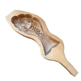 手工雕刻一对半斤大号鲤鱼蒸馒头印饽面鱼花样面食品年糕木质模具