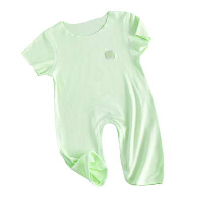 随心裁轻薄哈衣莫代尔初生半袖宝宝睡衣0一2岁薄款开档连体衣夏季