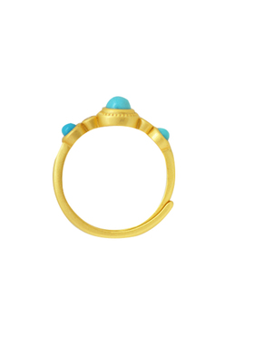 简单款天然绿松石镀金哑光戒指