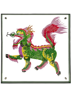 态生活国潮麒麟狮子皮影创意摆件