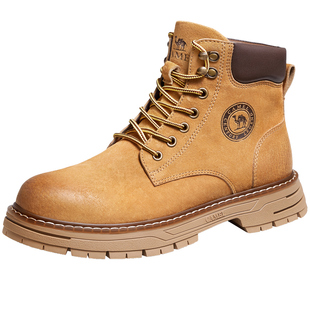 骆驼马丁靴男秋季户外登山鞋高帮工装靴踢不烂大黄靴
