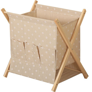 布艺实木收纳筐可折叠报纸书本杂物收纳篮整理归纳收纳箱