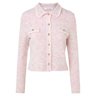 朗姿绵羊毛翻领花边小香风针织开衫优雅气质针织衫2026年春季新款