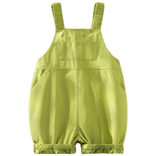 婴儿背带裤夏季薄款绿色短裤男宝吊带裤儿童裤子洋气好看女宝童装