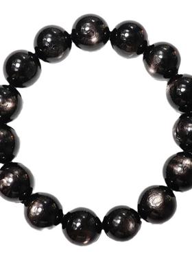 天然金运石手链zhao财运石手串埃及猫眼黑银线石男女款单圈1物1图