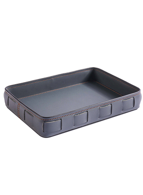 现代几何金属皮革托盘