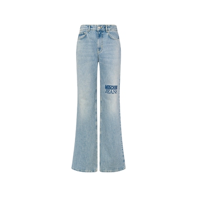 【惊喜特惠】M05CH1N0 JEANS 女士牛仔裤徽标印花喇叭长裤