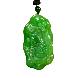 紫润轩新疆和田玉碧玉籽料莲花吊坠苏工蝶恋花苹果绿太湖石收藏级