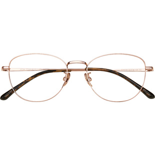 超轻纯钛金属猫眼眼镜框女高级感近视可配度数素颜金丝边细框钛架