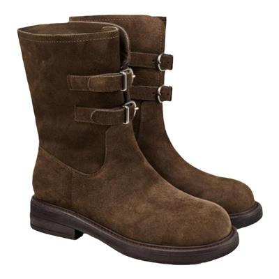 艾芙伊迪妙丽圆头厚底磨砂牛皮