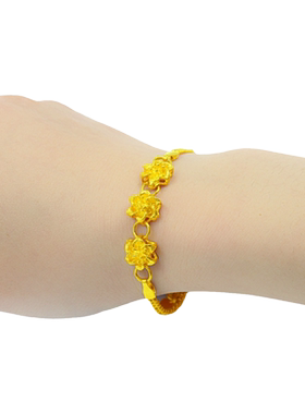 创缘貔貅花朵镀沙金女妈妈手链