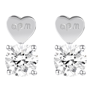 【生日礼物】APM Monaco银镶晶钻925纯银圆形耳钉女耳饰生日礼物
