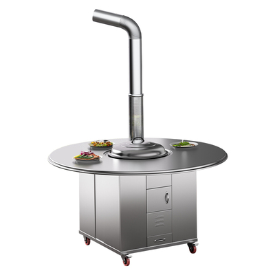 圆桌面柴火灶烧木柴家用农村大铁锅台材火无烟不锈钢新款型炉灶台