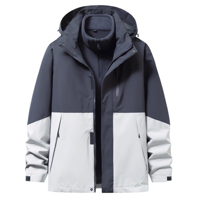 啄木鸟三合一冲锋衣男士大码外套