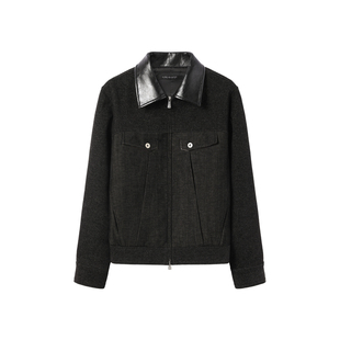 芸蚁〔邮政局〕新疆长绒棉混纺拼接粗花呢双袋结构夹克