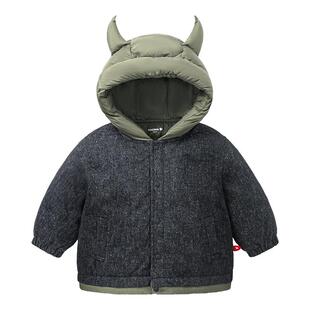 迷你巴拉巴拉男童羽绒服连帽可爱婴儿宝宝保暖羽绒外套2025冬新款