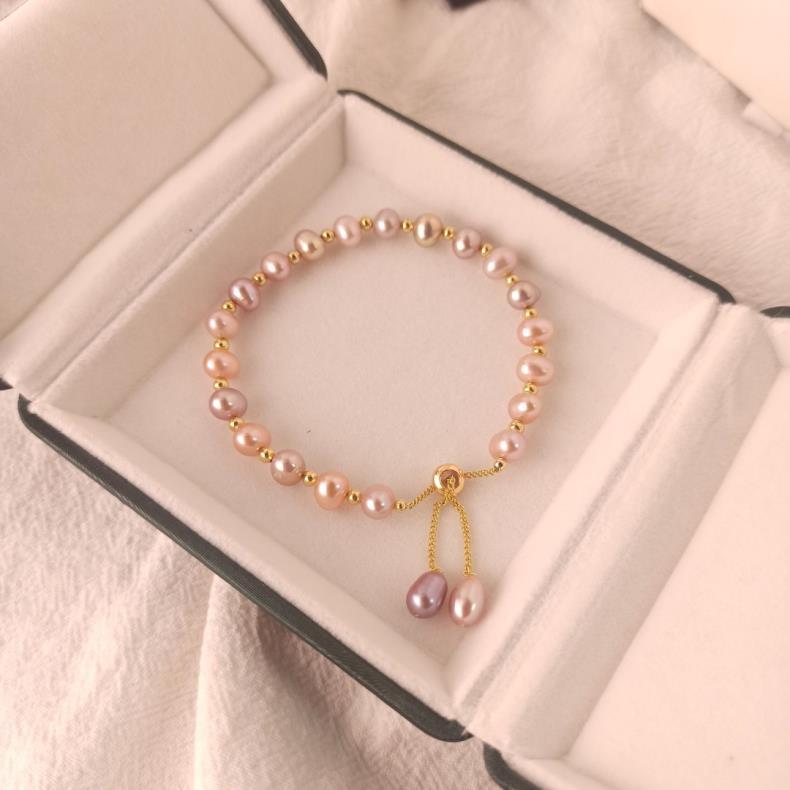 巨好看珍珠手炼天然淡水女百搭覆古轻奢手环饰品可调节送