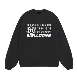 waikei we11done网点字母圆领卫衣男女小众潮牌美式学生情侣秋冬