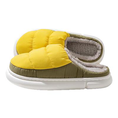 防水棉拖鞋女款2025新款秋冬季室内家居保暖厚底毛毛绒拖鞋男冬天