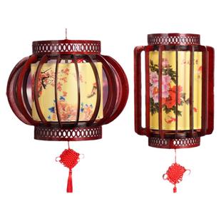 实木旋转灯笼阳台客厅茶楼仿古典装饰带电中式木制LED宫灯吊灯