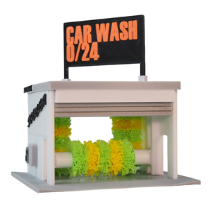 64比例停车场仿真洗车库微缩模型场景立体建筑房子可贴纸DIY三