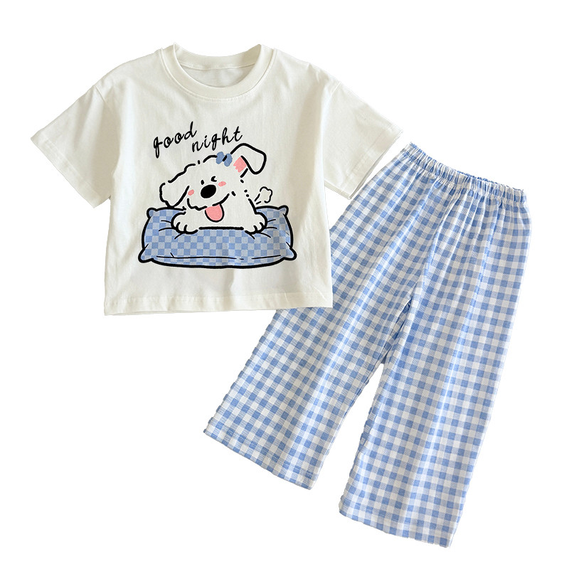 男童夏季纯棉小奶狗家居服套装