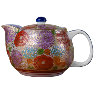 日本进口九谷烧花诘茶壶茶杯套装日式手作复古陶瓷杯家用功夫茶具