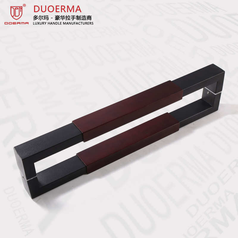 中式黑色不锈钢烤漆玻璃大门拉手酒店实木门把手包厢门玫瑰金手把