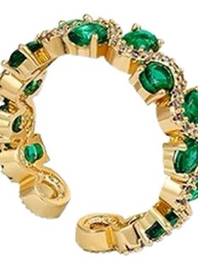 祖母绿锆石戒指女新中式古风