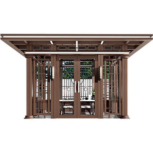 厂家直销花园凉亭封闭式茶室庭院阳光房定制新中式户外铝合金凉亭