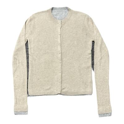 针织开衫圆领撞色假两件毛衣女秋