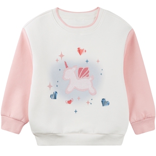 歌瑞家女童卫衣秋新款套头卫衣女孩女宝宝长袖上衣童装空气棉乐友