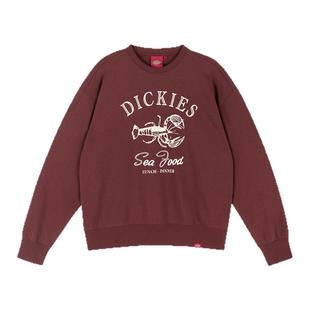 Dickies帝酷适25秋冬新款龙虾复古图案印花宽松毛圈内里圆领卫衣