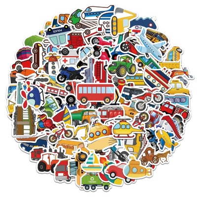 100贴可爱玩具车小汽车交通工具