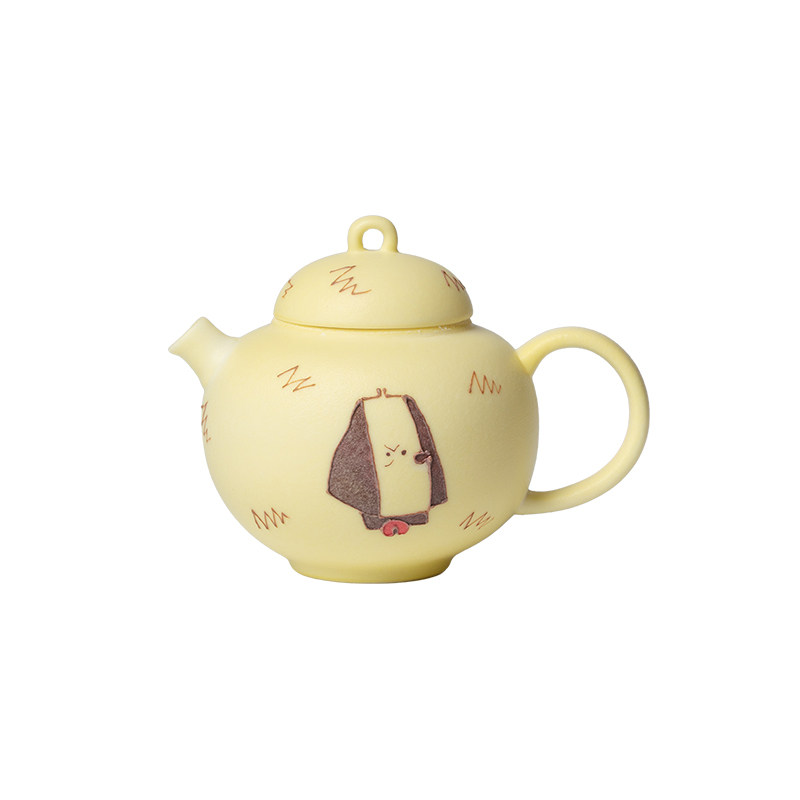 繁野可爱文创瞌睡小狗陶瓷小茶壶高端白瓷手绘功夫茶具家用泡茶壶