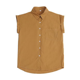 纯棉短袖2026新款衬衫女设计休闲夏季时尚宽松上衣显瘦小香风衬衣