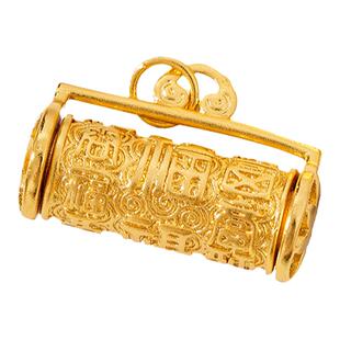 古法沙金锁形吊坠可转动毛衣链项链diy配件吊饰坠子胸前锁形挂坠