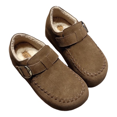 厚底加绒豆豆勃肯鞋女2025新款冬季真皮内增高一脚蹬加厚保暖棉鞋