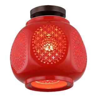 阳台红灯笼吸顶灯走道灯现代简约中式陶瓷吸顶灯2024新款阳台灯