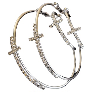 CIX信仰之光/夸张十字架小众耳饰蚊香盘耳夹无耳洞耳环显脸小耳钉