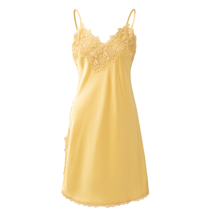 NoirTease夏季薄款丝质吊带睡裙女士纯欲风性感蕾丝V领显瘦睡衣裙