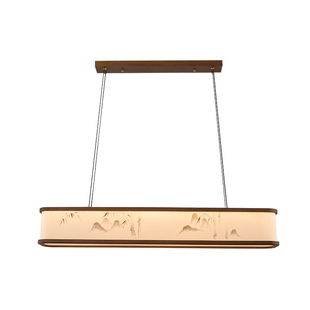 宋式美学实木茶室吊灯新中式国风艺术书房饭桌上方布艺长条餐厅灯