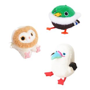 波普自然mini啾团子猫头鹰仓鸮绿头鸭红脚鲣鸟发声毛绒挂件小玩偶