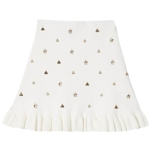 SANDRO Outlets秋冬女装法式气质时尚白色荷叶边高腰A字半身裙