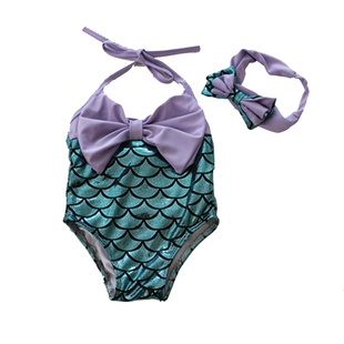 美人鱼儿童泳衣女孩韩国小公主可爱婴儿宝宝连体游泳衣女童泳装